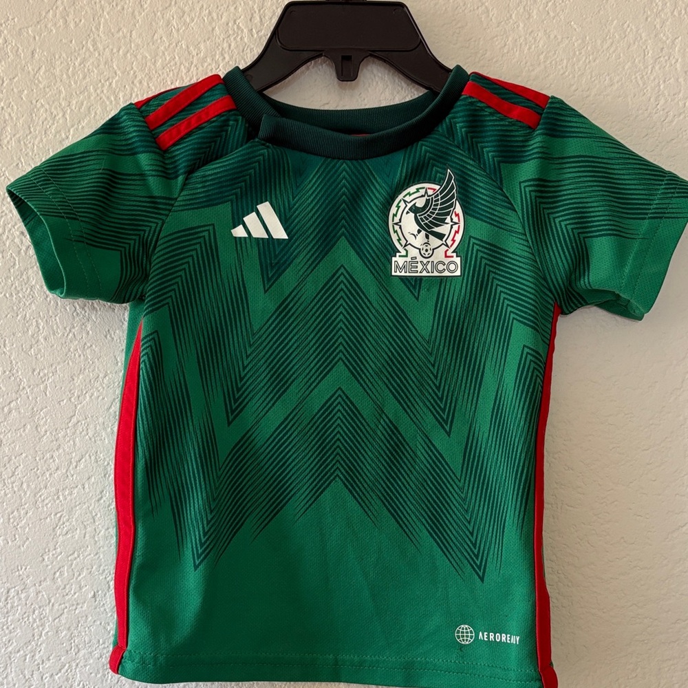 Toddler Adidas Mexico Soccer Jersey with matching shorts